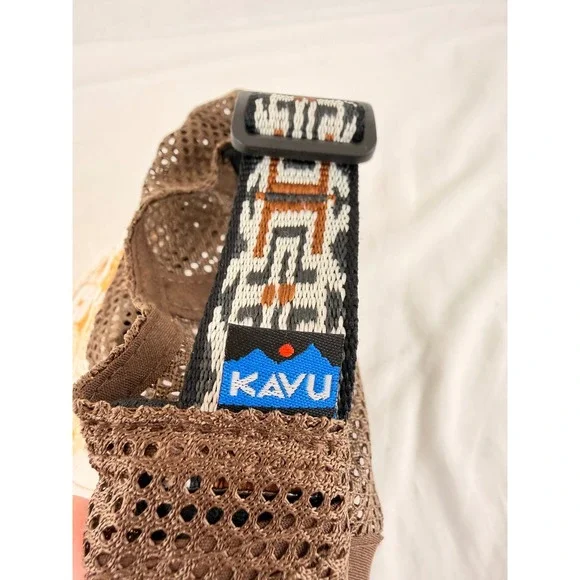 KAVU Mesh Strapback Hat Floral Orange Brown Mesh Outdoor Hiking Cap - Picture 6 of 8